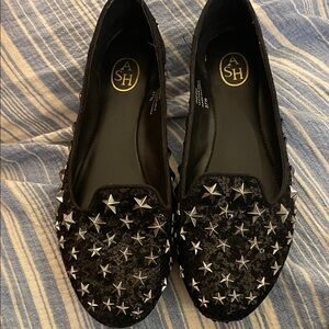Ash Black Star-Studded Loafers